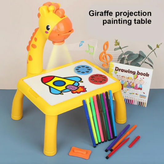 Smart Giraffe Style Projector Desk With Light And Music Learning Painting Drawing Toy