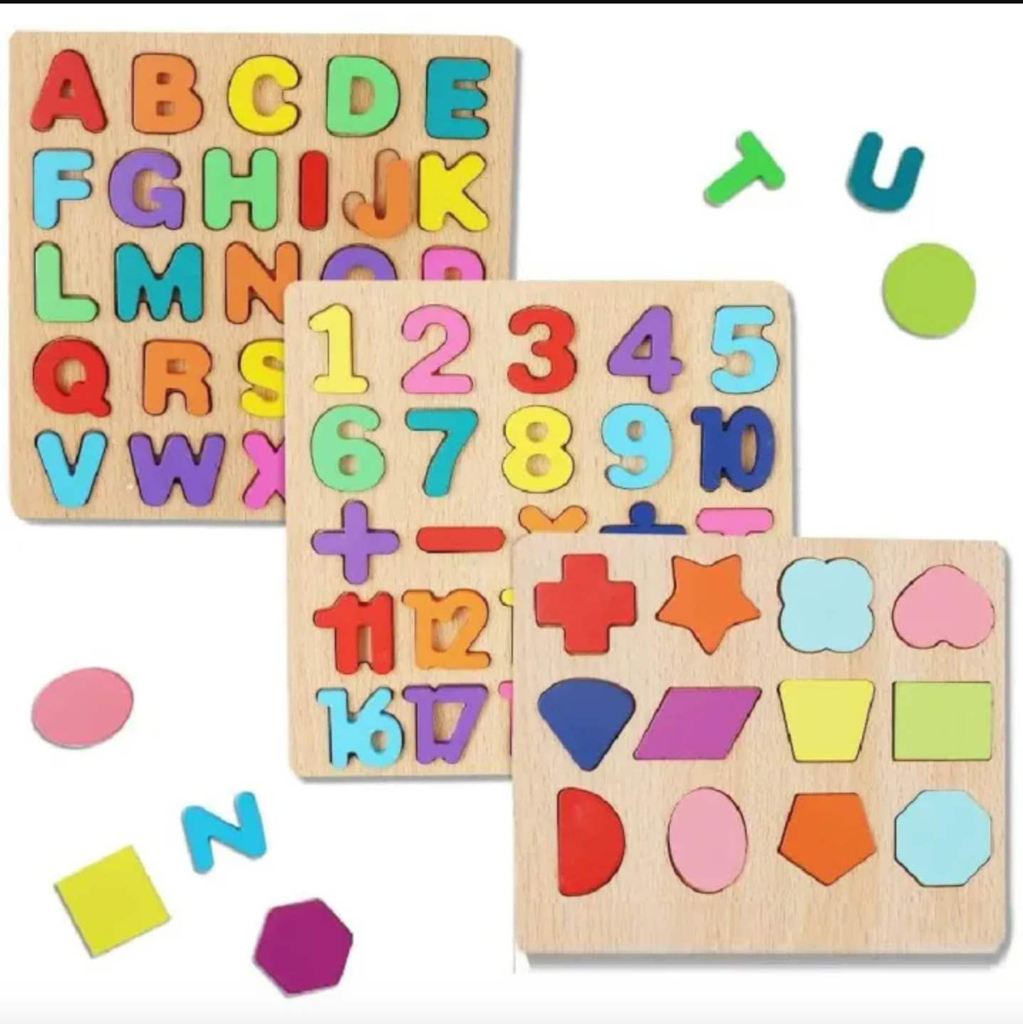 Educational learning letters numbers toy Alphabet Wooden Puzzle wooden matching game kids puzzle wooden board